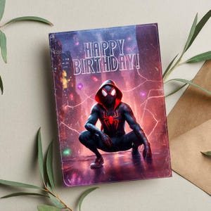 Mile Morales Spiderman Birthday Card: Spider-verse Inspired