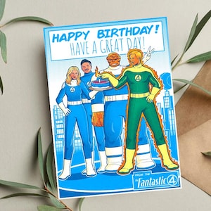 Fantastic Four-verjaardagskaart • Marvel-cadeau • Avengers-verjaardagskaart • Fantastic Four-kaart • Grappige verjaardagskaart • Verjaardagskaarten