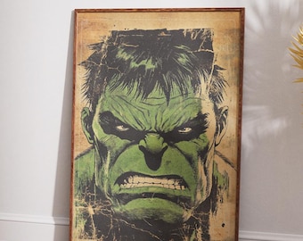Hulk Comic Book Poster, Avengers, Superhero Wall Art