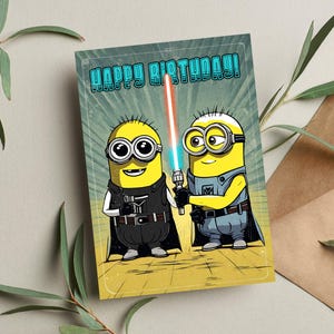 Minion Geburtstagskarte Karte • Star Wars Geschenk • Star Wars Geburtstagskarte • Ich einfach Unverbesserlich • Lustige Geburtstagskarte • Minions Karte