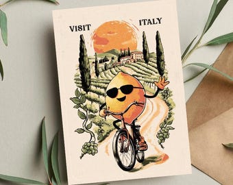 Funny Lemon Birthday Card: Italy Travel Theme, Bicycle Pun