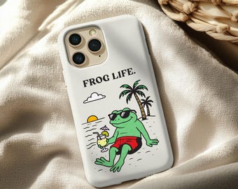 Funny Frog Beach Phone Case: Summer Vibe iPhone & Android Cover