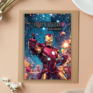 Cartão de aniversário do Homem de Ferro • Cartão de aniversário dos Vingadores • Cartão do Homem de Ferro • Cartão de aniversário engraçado • Cartões de aniversário • Cartão de aniversário do Tony Stark