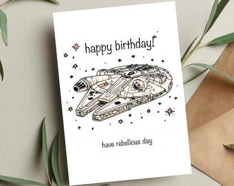 Millennium Falcon-födelsedagskort: Star Wars Sci-Fi-hälsning