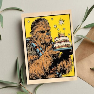 Funny Chewbacca Birthday Card: Star Wars Wookiee Greeting Card