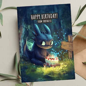 Cartão de aniversário do Banguela, cartão de Como Treinar o Seu Dragão, cartão de felicitações, cartão de aniversário, cartão do Banguela, aniversário do Como Treinar o Seu Dragão