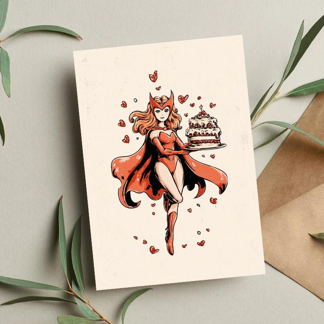 Scarlet Witch Birthday Card | Marvel Birthday Card | Wanda Maximoff ...