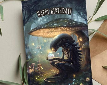 Sci-Fi Alien Birthday Card: Movie Inspired A5 Greeting Card