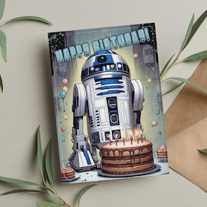 R2-D2 Karte zum Geburtstag • Star Wars Geschenk • Star Wars Geburtstagskarte • R2D2 • Lustige Geburtstagskarte • Geburtstagskarten • Droid Karte