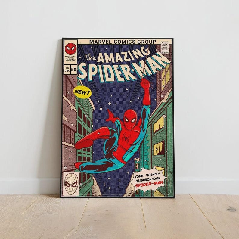 Póster de cómic de Spiderman, lámina de superhéroe de Marvel imagen 1