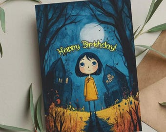 Coraline Birthday Card, Coraline Card, Birthday Card, Funny Birthday Card, Holiday Card, Tim Burton Birthday Card, Coraline Poster