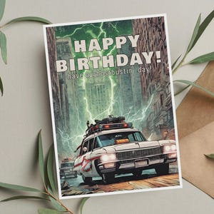 Cartão de aniversário dos Caça-Fantasmas • Presente dos Caça-Fantasmas • Cartão dos Caça-Fantasmas • Caça-Fantasmas • Cartão de aniversário engraçado