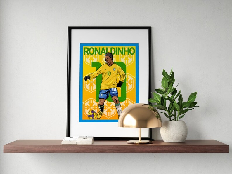 Reinaldo Poster Ronaldinho Poster, Ronaldinho Print, Brazil Poster, Football Poster ...