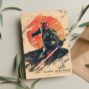 Carte d'anniversaire Dark Maul • Cadeau Star Wars • Carte d'anniversaire Star Wars • Baby Yoda • Carte d'anniversaire drôle • Cartes d'anniversaire