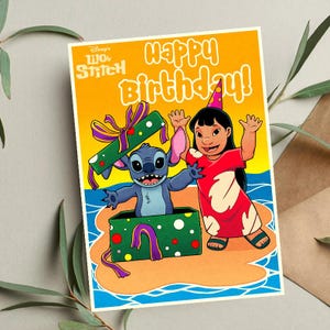 Lilo and Stitch Birthday Card | Handmade Disney Card | Cute Cartoon Birthday Card | Lilo & Stitch Lover Gift | Unique Birthday Card |