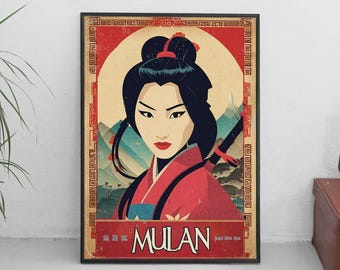 Mulan Comic Book Poster, Disney Art Print