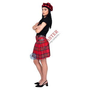 Handmade Ladies Royal Stewart Tartan Skirt - Back Pleated Style Length 16 inches