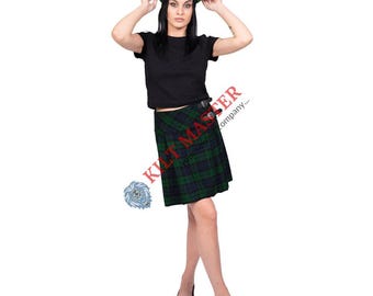 Falda a cuadros escoceses para mujer, con pliegues en la espalda, largo de 16 pulgadas