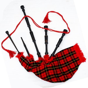 Scottish Wallace Tartan Bagpipes for Sale - Traditional Highland Instrument - Celtic Bagpipe Set with Cover Cords and Reeds