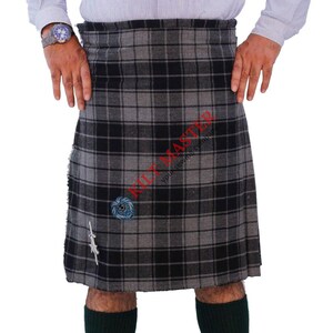 Kilt scozzese grigio scozzese in tartan Highlander - Kilt tradizionale fatto a mano da 8 iarde per uomo
