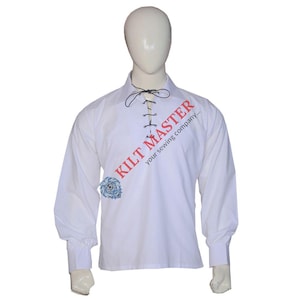 スコットランドの男性用ハンドメイドハイランドジャコバイトジャコビアンギリーキルトシャツ（サイズS～5XL） - 綿100%