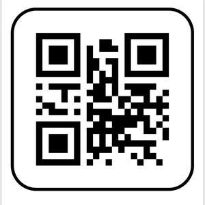 Op de afbeelding: Zwart-witte QR-code in een vierkant kader.