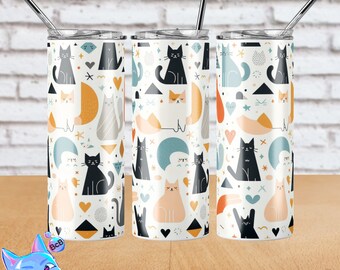 Abstract Cat Pattern tumbler background, tumbler sublimation files, design for tumblers, 20 oz tumbler template designs, sublimation files