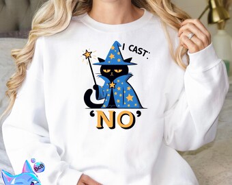 I Cast No PNG, Wizard Cat Apparel, Cute Nerd Design, Dungeon Master Png, Magic Kitten Design, RPG Lover, Sarcastic Cat Png, Digitaal bestand