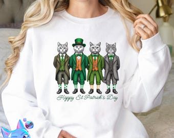 St. Patrick’s Day Cats Png, Lucky Cats Png, Festive Irish Cat Clipart Sublimation Design, Cute St. Paddy’s Day Png, Shamrocks, Clover, PNG