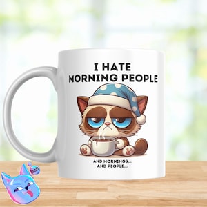 Camiseta con el mensaje "Grumpy Cat Coffee Lover", "I Hate Morning People", camiseta con el mensaje "I Hate Morning People", camiseta con el mensaje "Grumpy Cat Coffee Lover", descarga instantánea