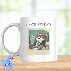 I Hate Mondays, Work, Sublimation download, Png downloads, Print, Cat mug files, Cat Sleeping at work, Instant download, Office gift