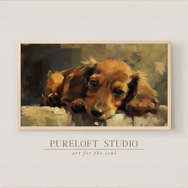 Samsung Frame TV Art |  Cute Dachshund Painting | Cute, adorable, pets, dogs, animals, puppy, portrait