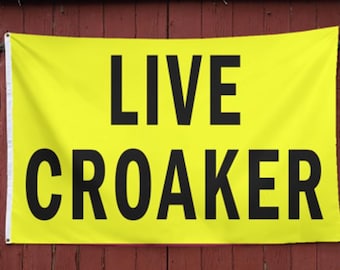 Live Croaker 3' x 5' Flag for Seafood, Bait, & Tackle Shops. 100% Polyester