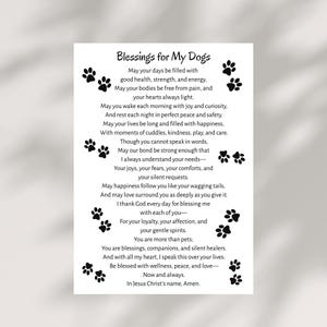 Zegen voor honden Bedankkaart afdrukbare huisdier waardering cadeau digitale download voor huisdier week huisdier dag hond verjaardag instant afdrukbare kaart