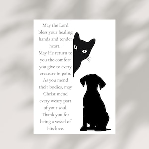 Christian Vet Appreciation Card Printable Blessing Thank You Card for Veterinarian Digital Download Veterinary Day Gift Instant Print