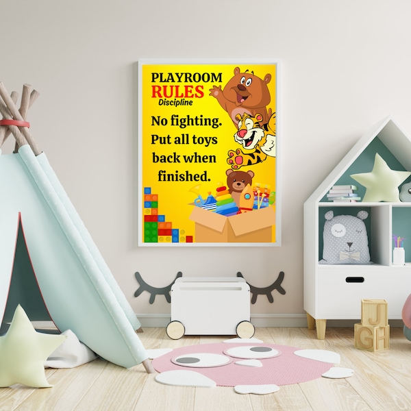 Spielzimmer Wandkunst, Kids Disciplin Room Prints, druckbare Wandkunst, digitaler Download, Raumdekor, trendige Wandkunst, bunte moderne Wandkunst