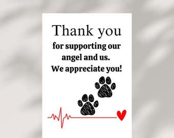Pet Loss Thank You Card for Veterinarian Digital Printable Card Appreciation Card for Vets Supporting Our Angel Pet Loss Sympathy Card