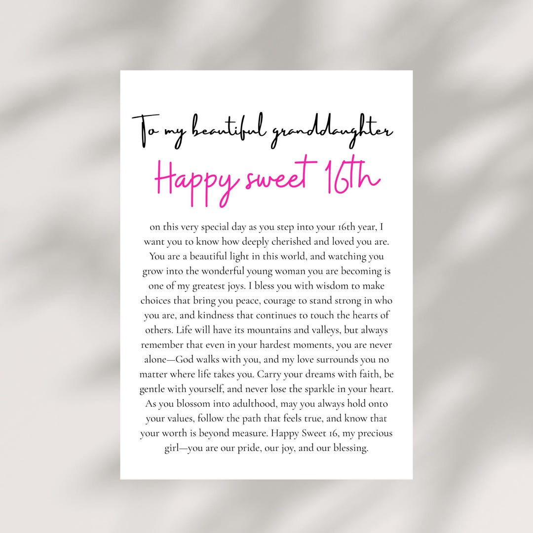 thumbnail image 2 of Happy 16th Birthday Card For Granddaughter – 9x6 Inch – Lovely Artist Designed Greeting Card With Envelope 2 of 5