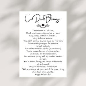 Carte de bénédiction pour papa chat, téléchargement immédiat, chat drôle, cadeau fête des pères de chat, attitude paresseuse, cadeau chat pour papa chat, carte numérique