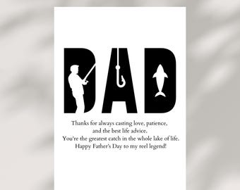 Funny Father&#39;s Day Card for Dad Fishing Humor Printable Card Instant Download Digital Father&#39;s Day Card for Fisherman Dad from Kids