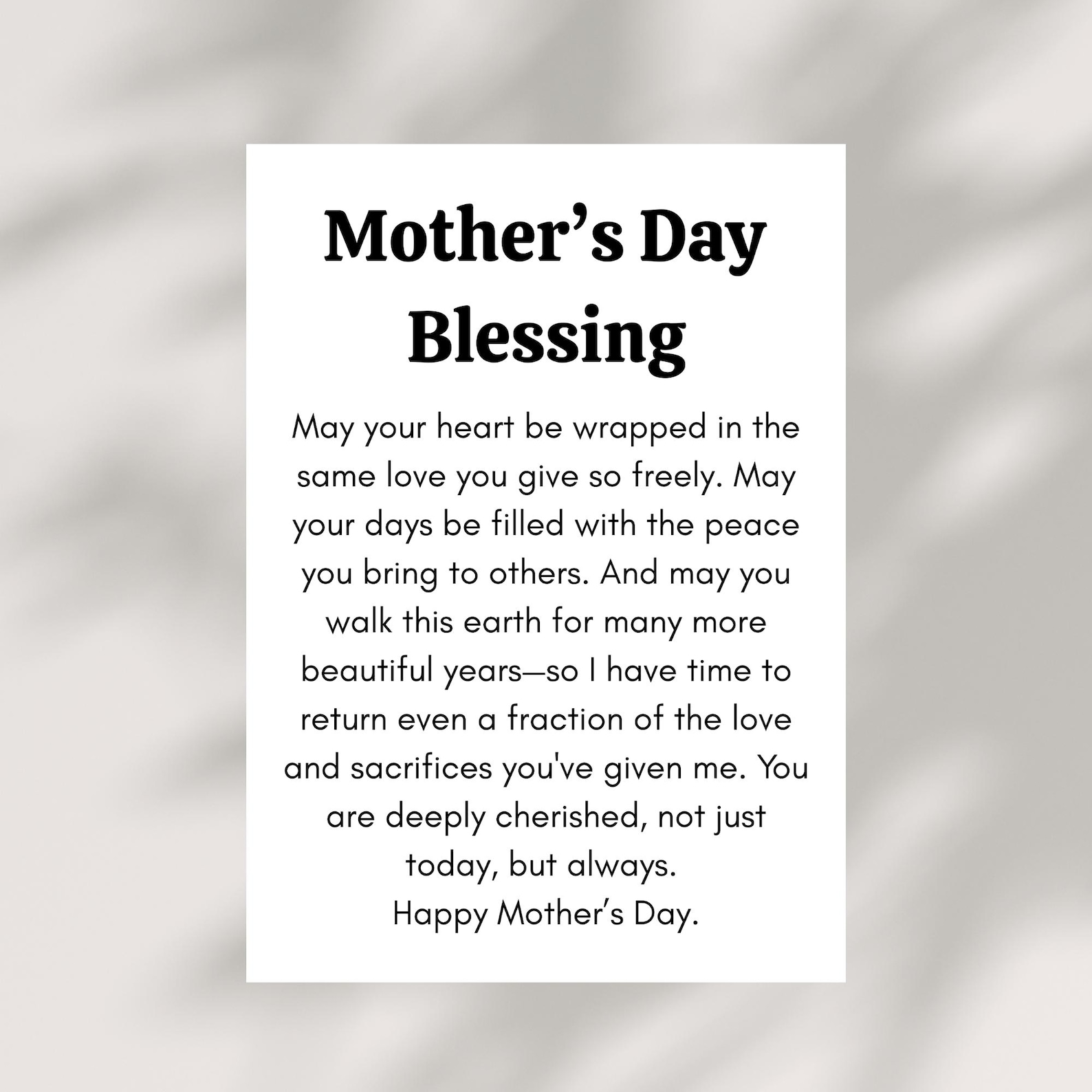 Mother’s Day Blessing Card Printable Christian Mom Card Digital ...