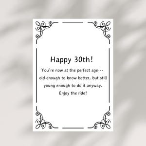 Funny 30th Birthday Card Digital Birthday Card Printable 30th Card for Him or Her Adult Humor Birthday Card Instant Download