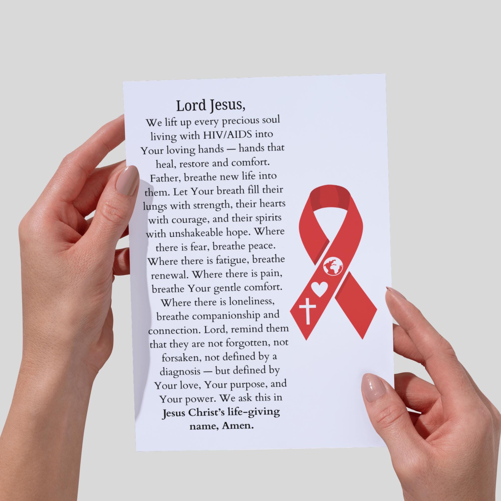 HIV AIDS Prayer Card Printable Christian Blessing Digital Download