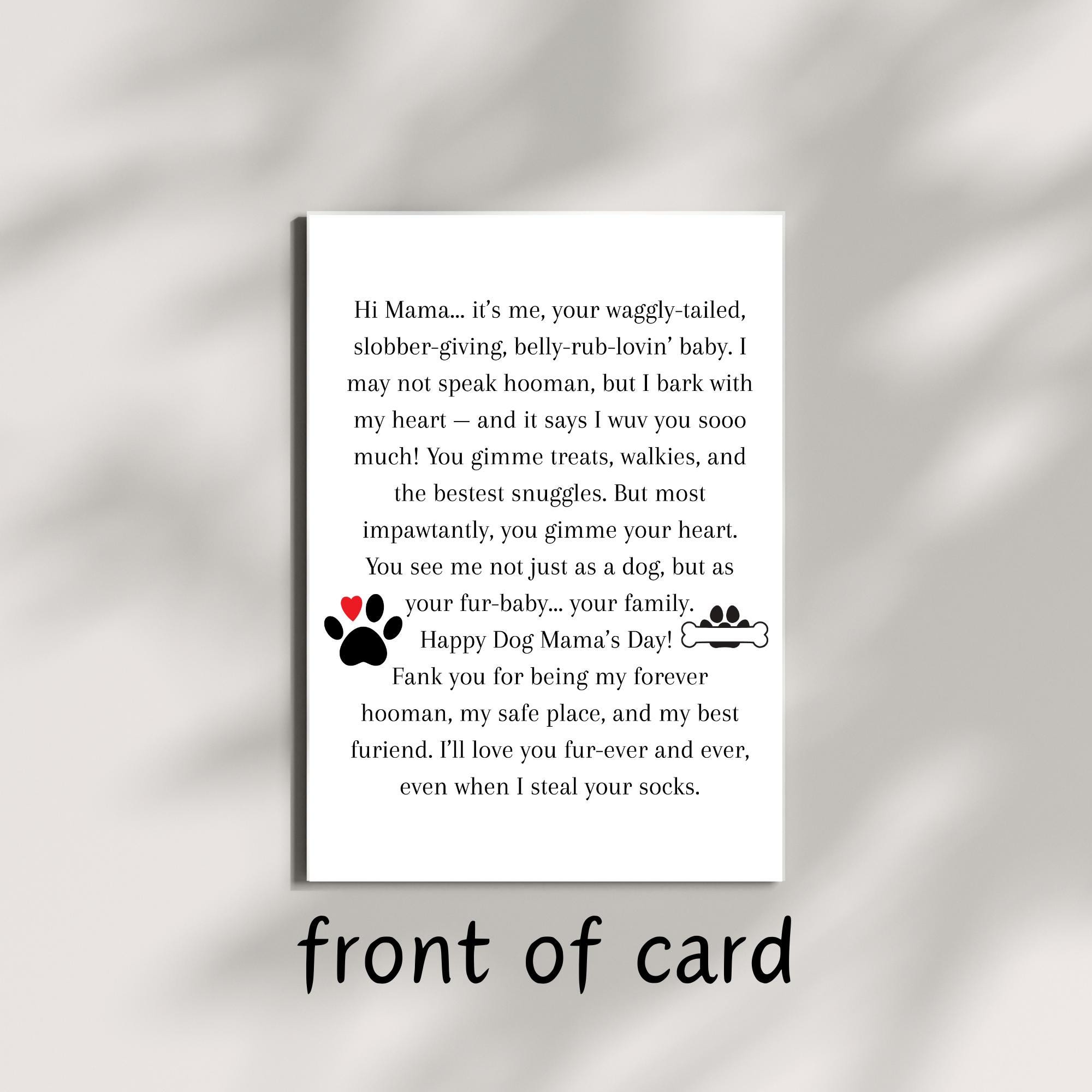 Funny Dog Mom Mother's Day Card Printable Dog Mom Gift From Pet Instant ...