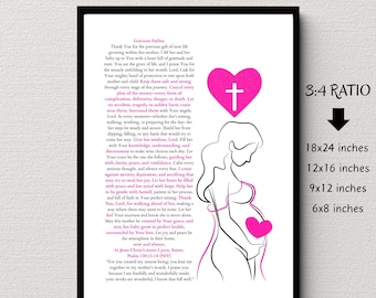 Maternity prayer wall art printable Christian mom blessing gift Bible verse new mom anxiety relief first time mom instant digital download