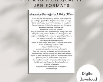 Politieagent afstuderen zegen kaart AFDRUKBAAR christelijk gebed op geloof gebaseerde cadeau digitale DOWNLOAD voor Law Enforcement Academy Grad