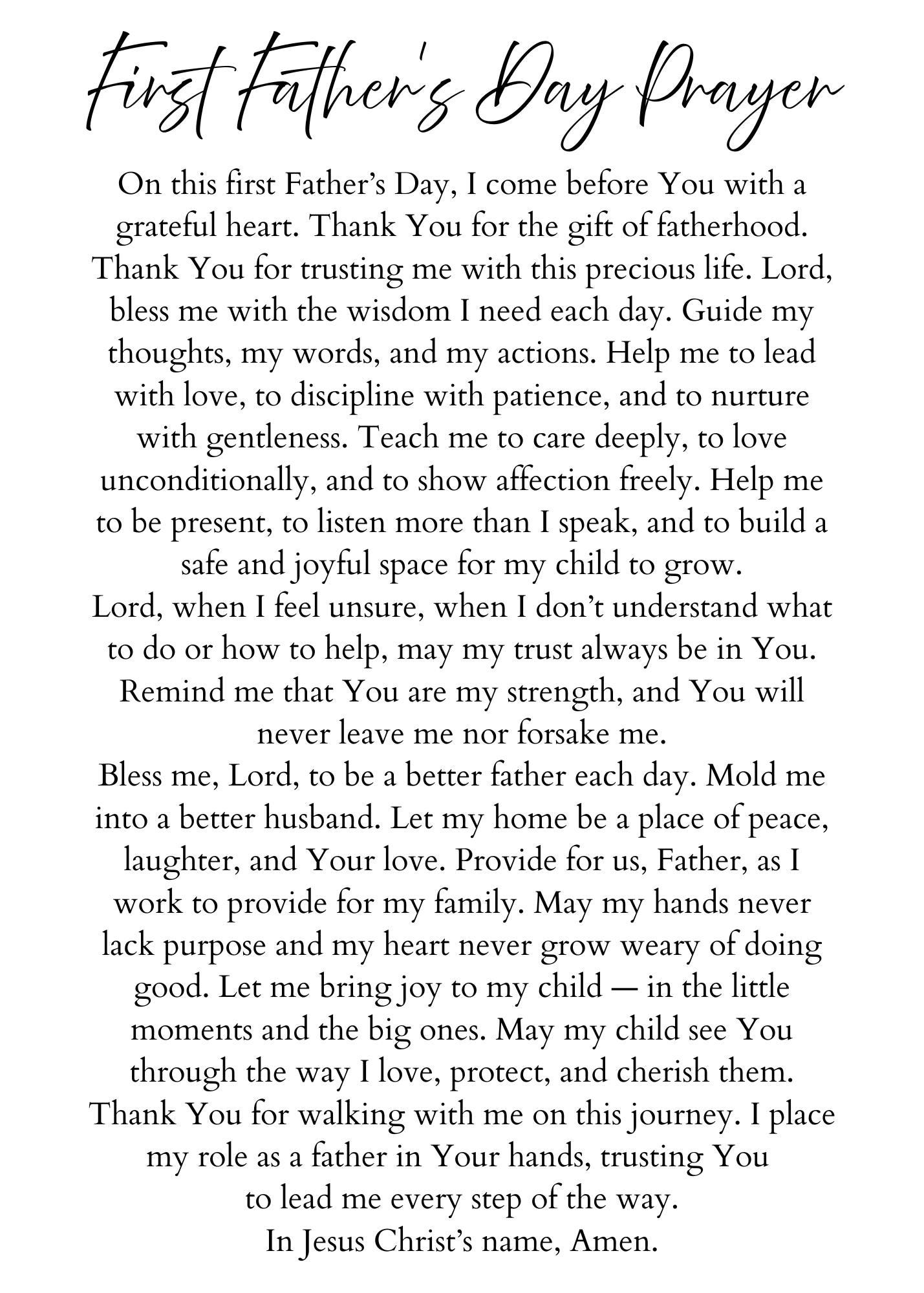 First Father's Day Prayer Card Printable Blessing for Dad Instant ...