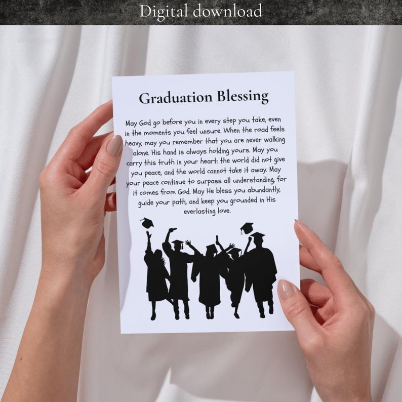 Graduation Blessing Card PRINTABLE Christian Prayer Religious Gift Grad ...