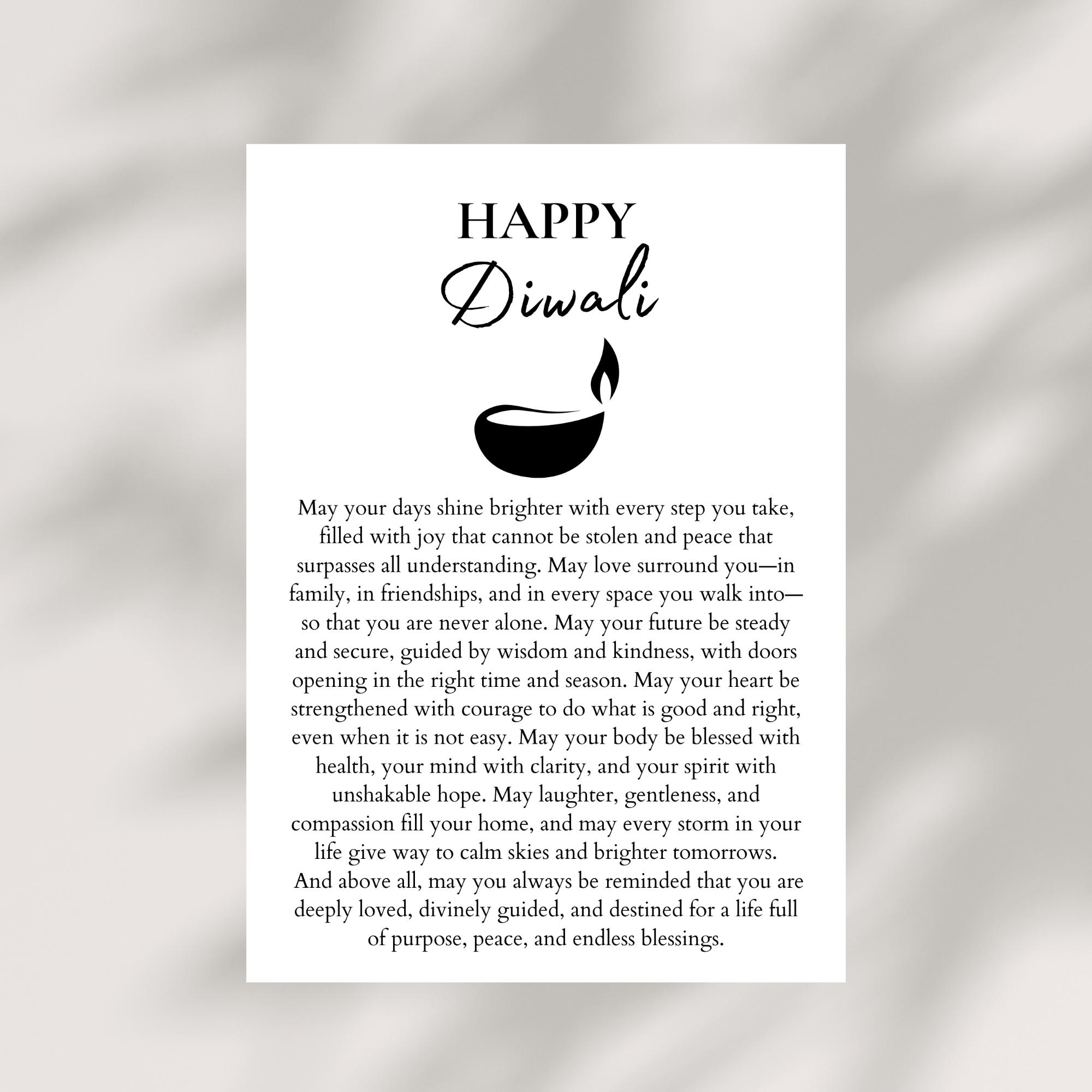 Diwali blessing card PRINTABLE Deepavali thank you appreciation  inspirational gift instant DIGITAL DOWNLOAD greeting card Festival of Lights, image size:2000x2000