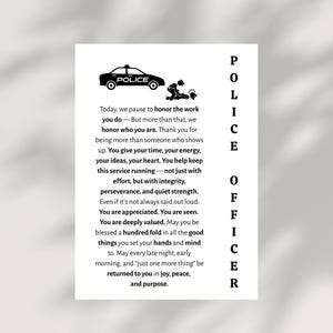 Police officer blessing card printable Christian prayer thank you gift for graduation birthday Labor Day Christmas instant download